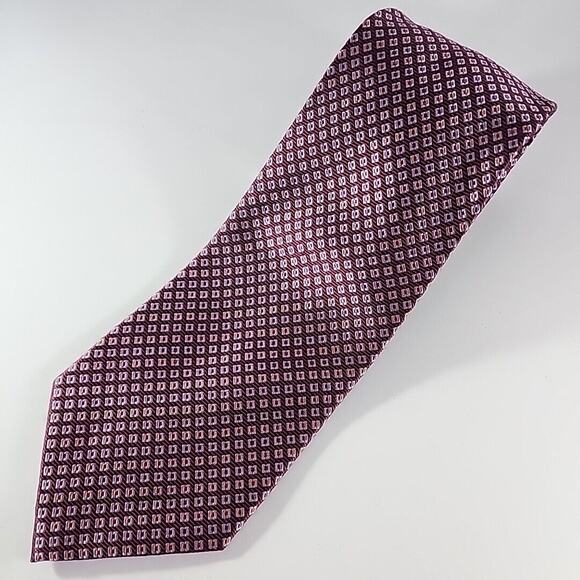 Daniel Milano Burgundy w/Square Dots Silk Necktie - Made in Italy - Like New - Picture 3 of 4